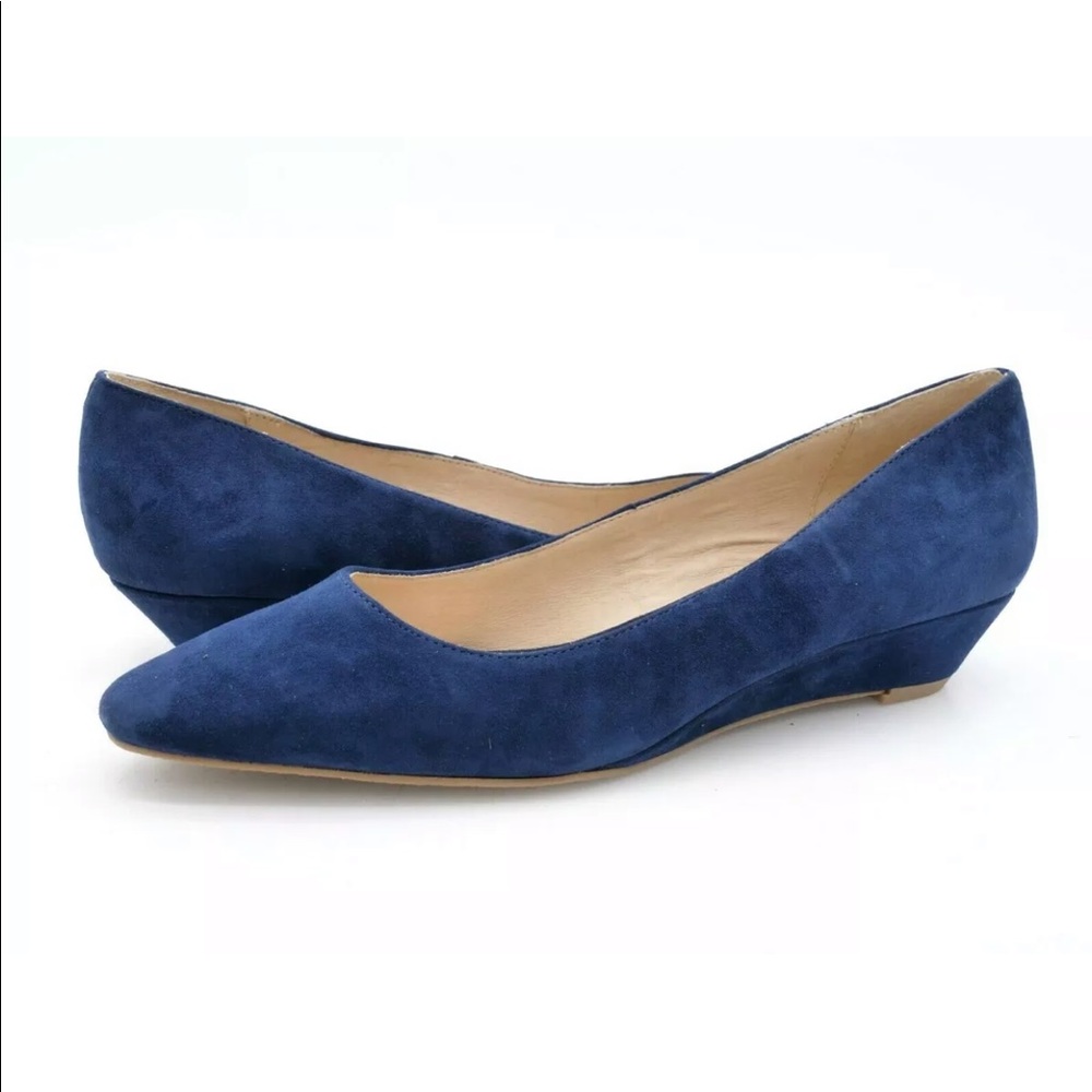 Jack Rogers Womens 9 M Midnight Laina Blue Suede Slip On Pointy Wedge Pumps
